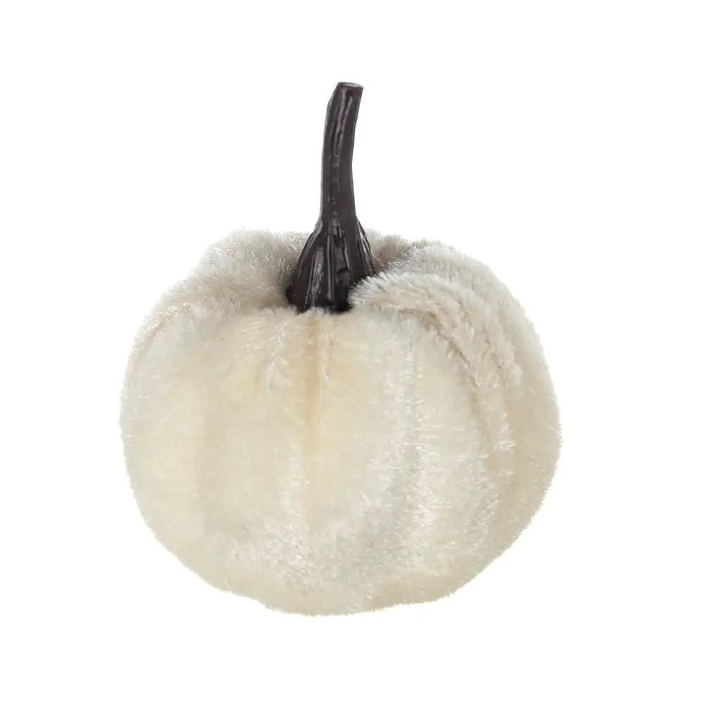 Velvety Pumpkin In Mesh Bag, Bag / 12, For Holiday Harvest Festival Fall Festival & Thanksgiving (Set of 4) - White by Unique Piece Furniture