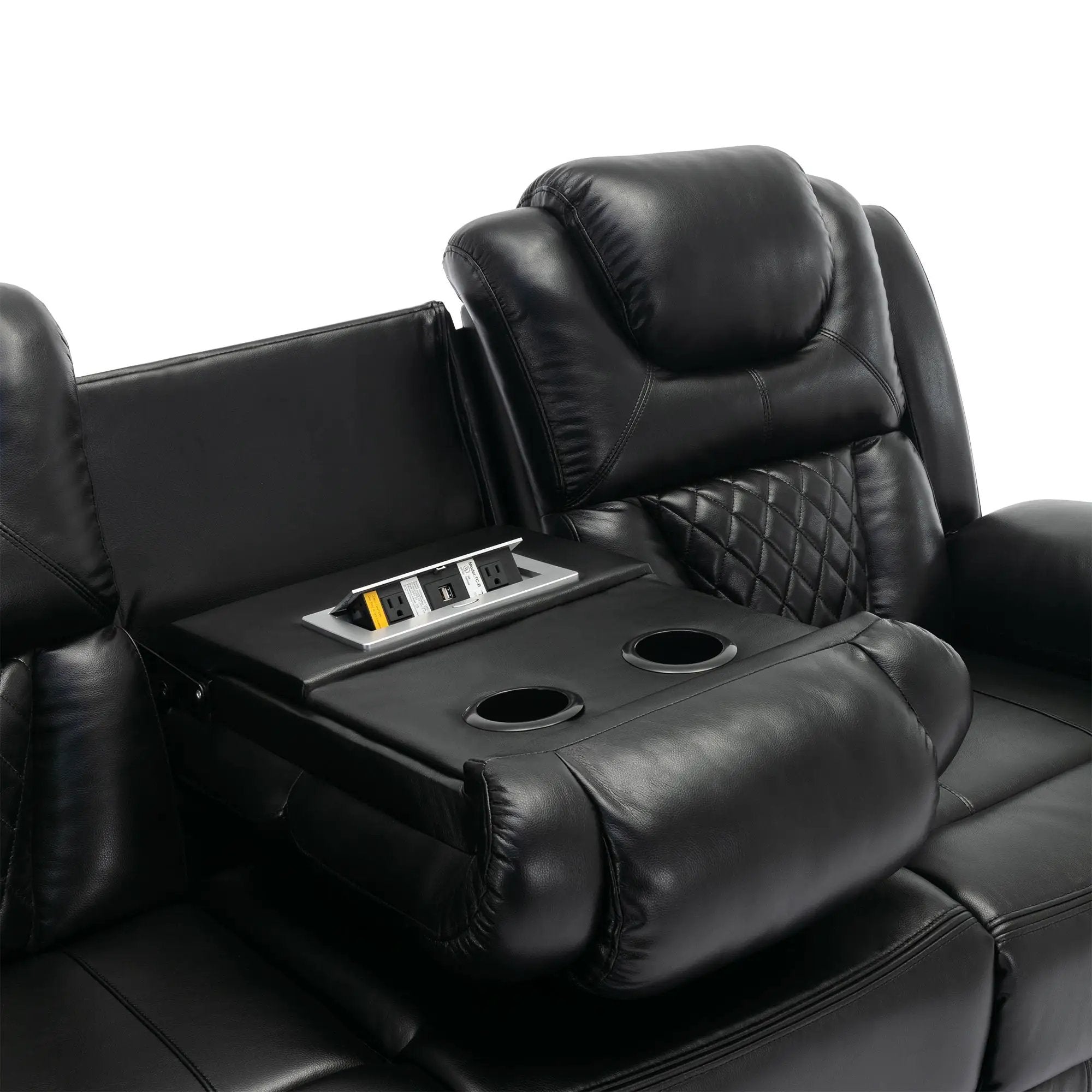 Home Theater Seating Manual Recliner Chair With Center Console And Led Light Strip For Living Room by HouseOfZazla