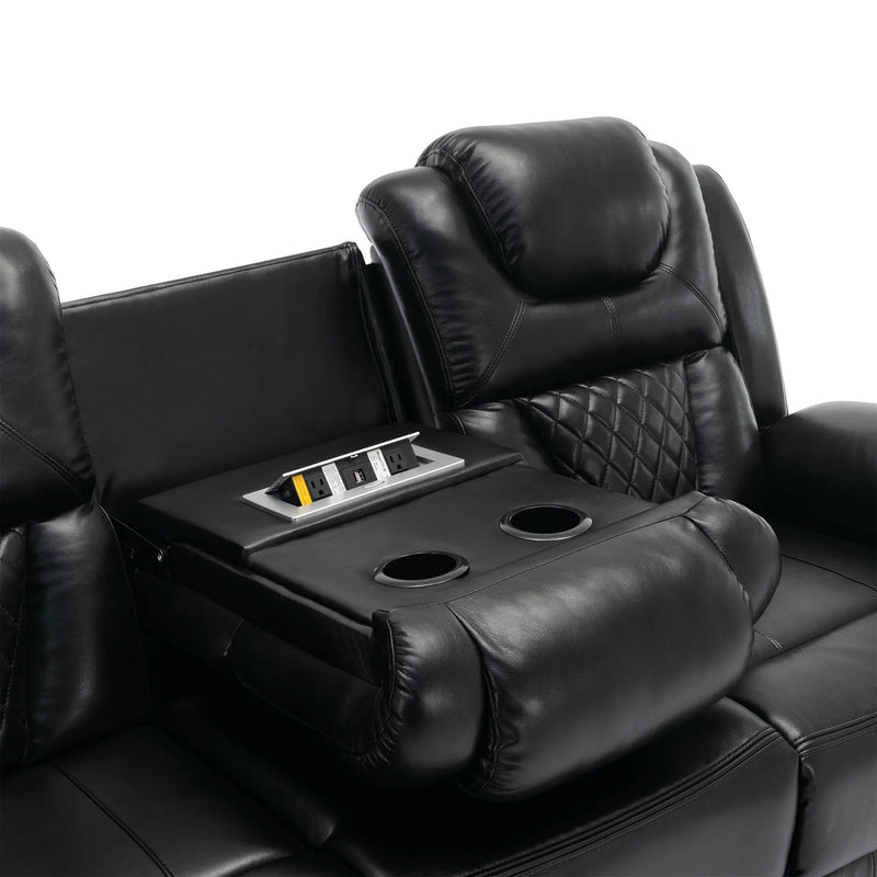 Home Theater Seating Manual Recliner Chair With Center Console And Led Light Strip For Living Room by HouseOfZazla