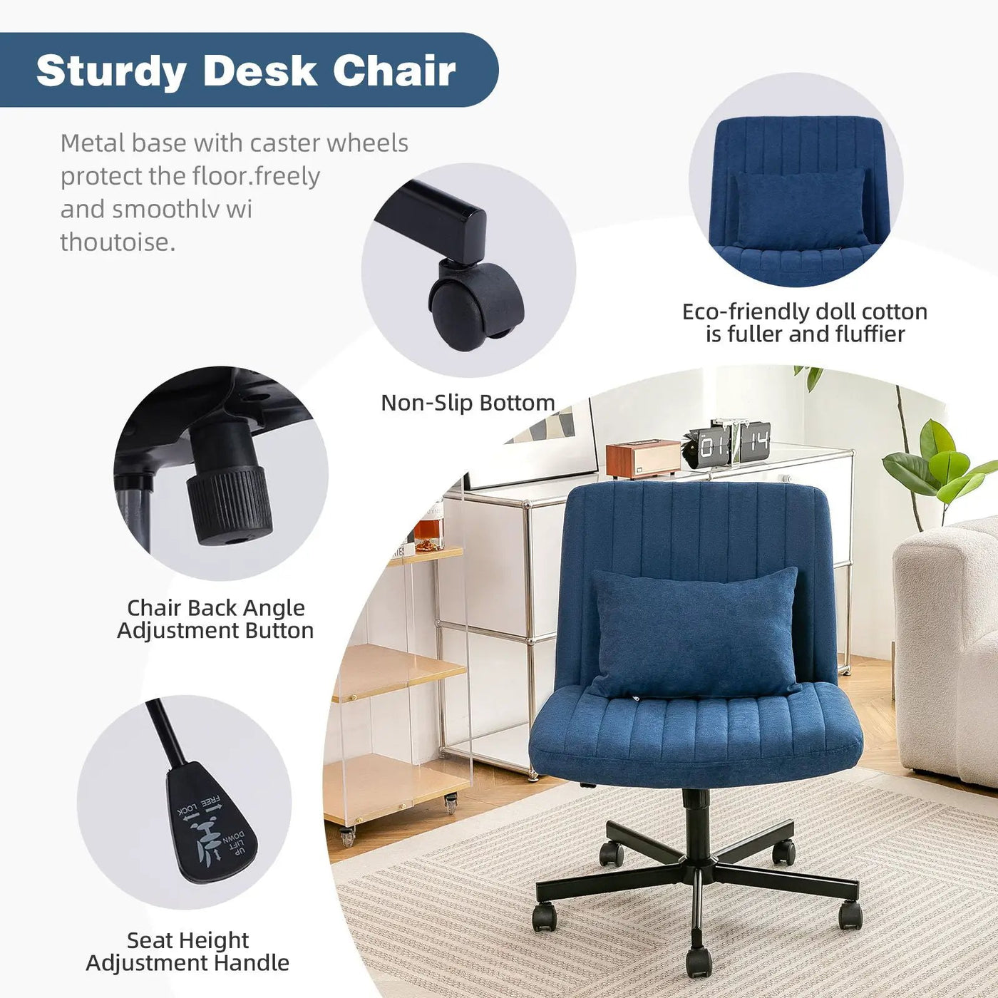 Criss Cross Office Chair With Adjustable Height, Ergonomic Design by HouseOfZazla