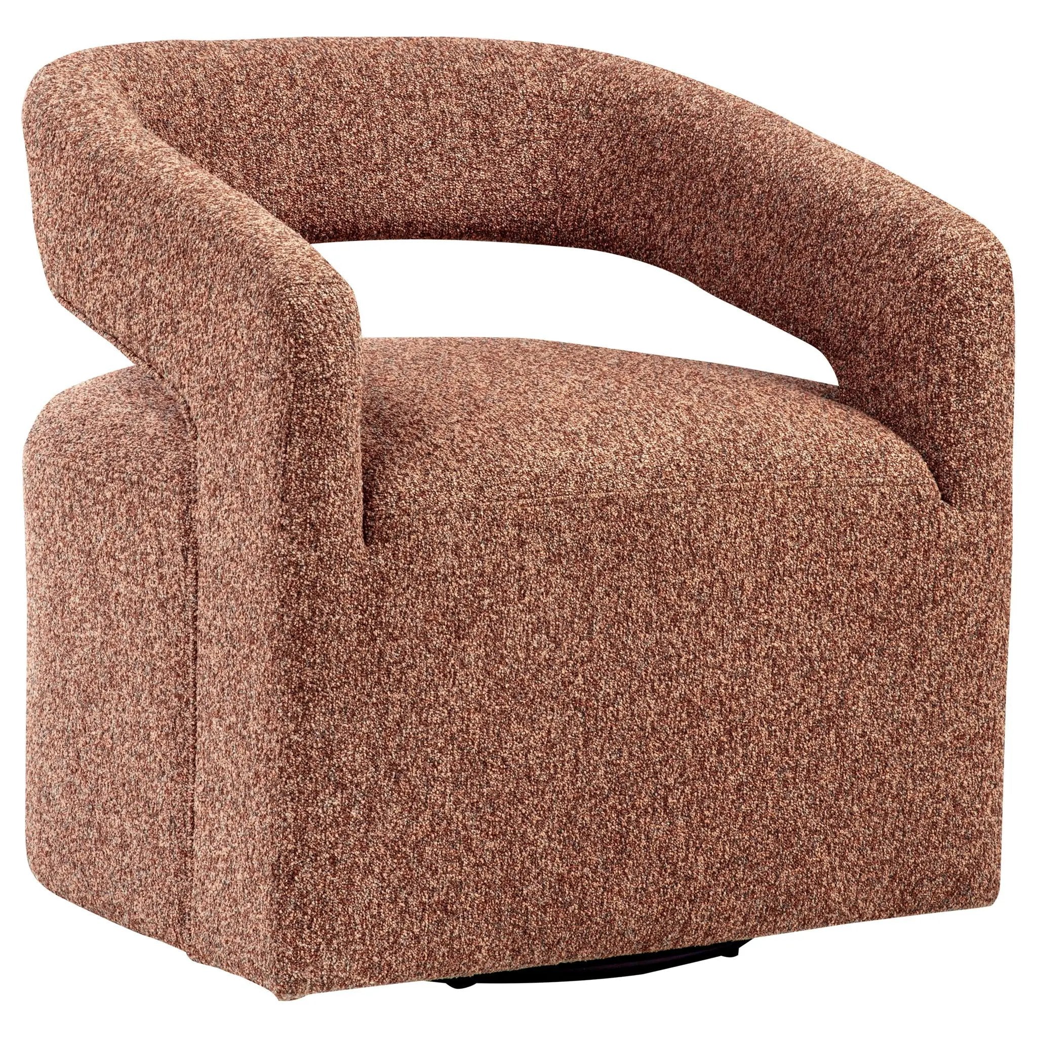 Westhill Boucle Upholstered Swivel Accent Chair Berry by Unique Piece Furniture