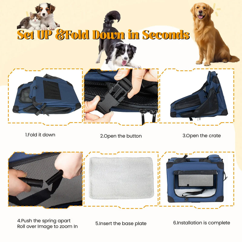 32'' Soft Dog Crates Kennel - Portable Folding Pet Carrier by HouseOfZazla