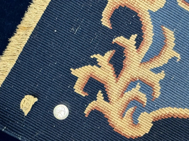 Blue Chinese Art Deco Rug 9x12, Vintage Antique Chinese Wool Rug, Chinese Fette Rug by Jewel Rugs