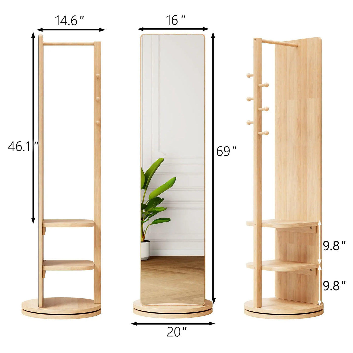 3 In 1 Multifunctional Full Length Clothing Mirror by Unique Piece Furniture