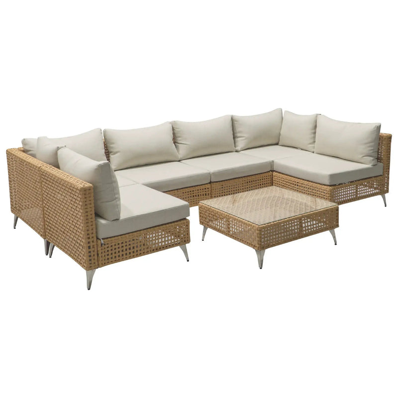 K&K 8-Piece Patio Furniture Set with Fire Pit Table by HouseOfZazla