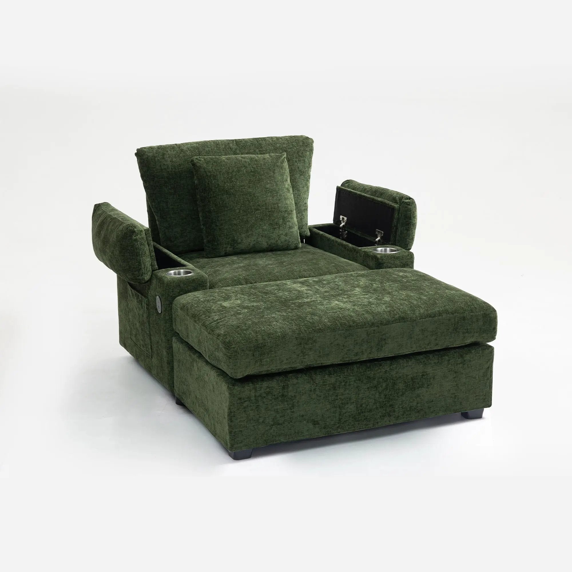 Modern Oversized Chair With Ottoman, Cupholders And USB Charging Ports by HouseOfZazla