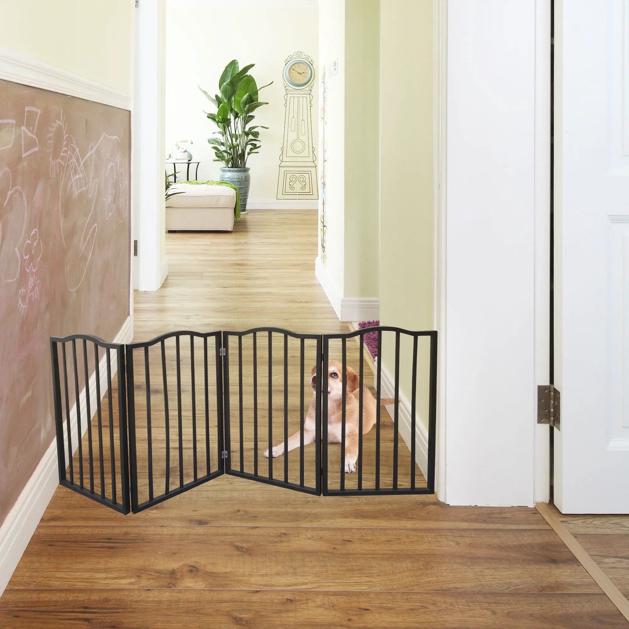 Pet Gate Dog Gate For Doorways, Stairs Or House Freestanding Folding - Dark Brown by HouseOfZazla