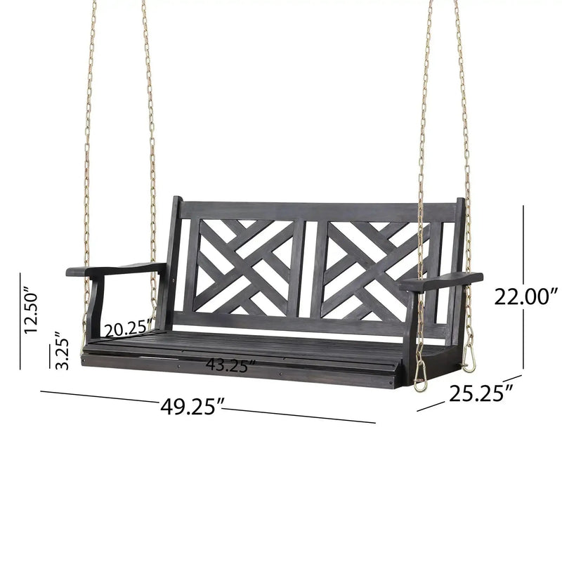 Alejandro Acacia Wood Porch Swing with Slat Panel Seating by HouseOfZazla