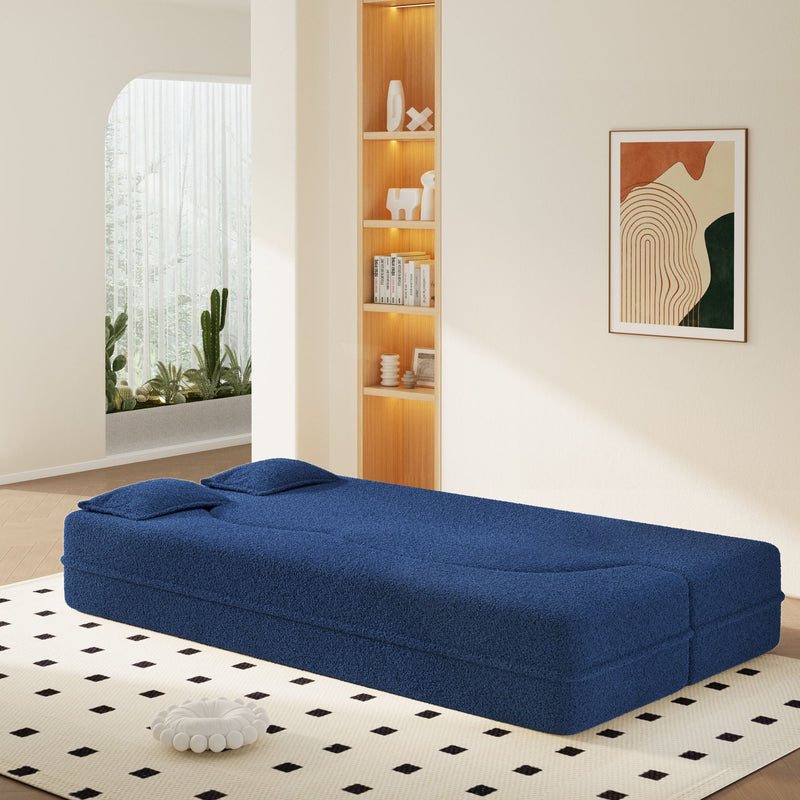 Modern Floor Sleeper Sofa Bed With 2 Pillows, Convertible Twin Size Folding Mattress For Living Room by HouseOfZazla