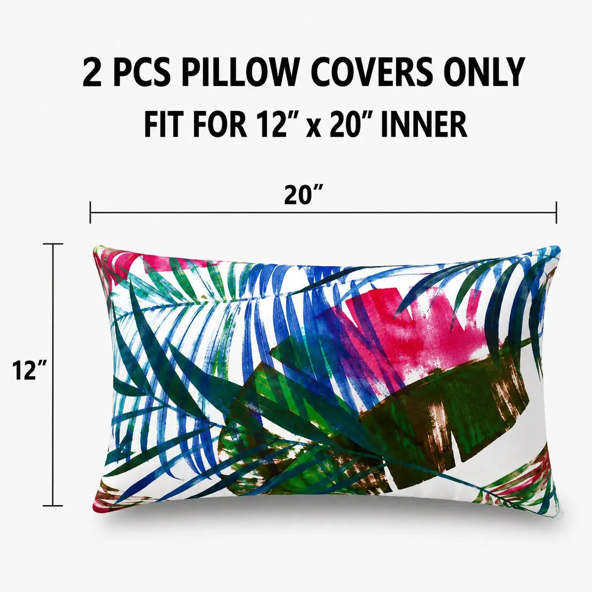 2 Pack Outdoor Lumbar Pillow Covers - Tropical Floral by HouseOfZazla