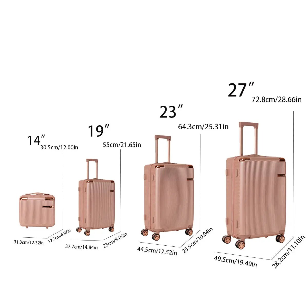 4-Piece Hard ABS Luggage Set with 360° Dual Rotating Wheels by HouseOfZazla