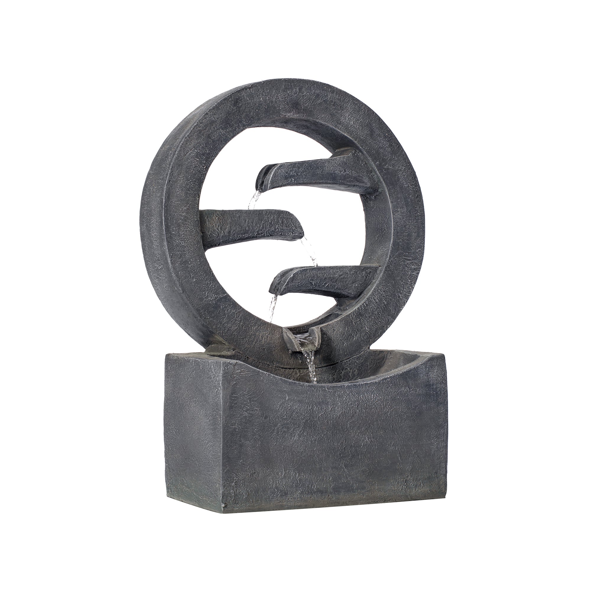 26.77'H Gray Circular Polyresin Outdoor Water Fountain with LED Light by HouseOfZazla