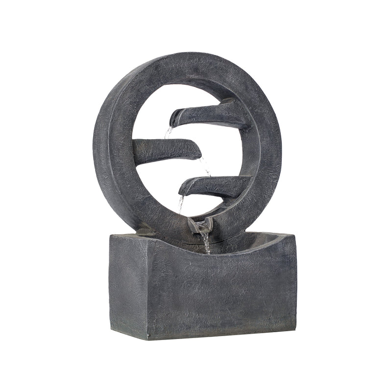 26.77'H Gray Circular Polyresin Outdoor Water Fountain with LED Light by HouseOfZazla