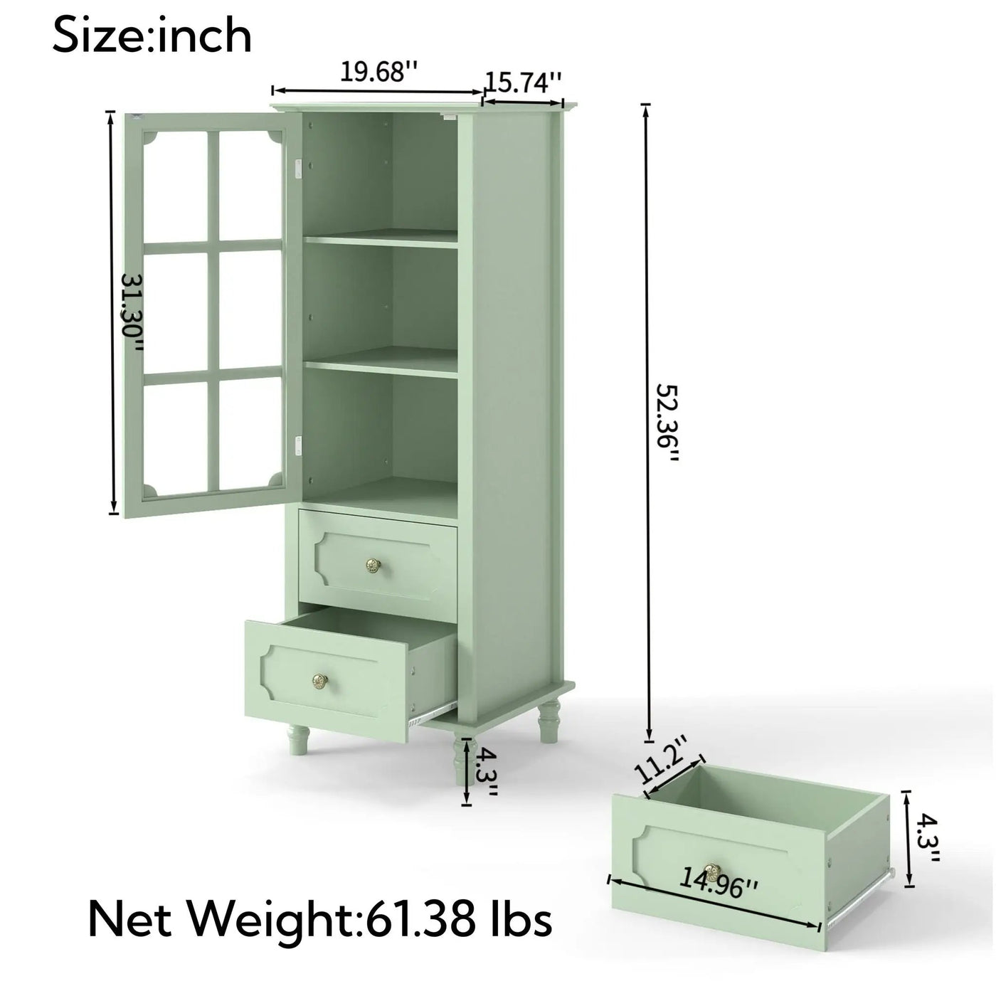 Minimalism Buffet Cabinet With Glass Doors And Double Drawer by Unique Piece Furniture
