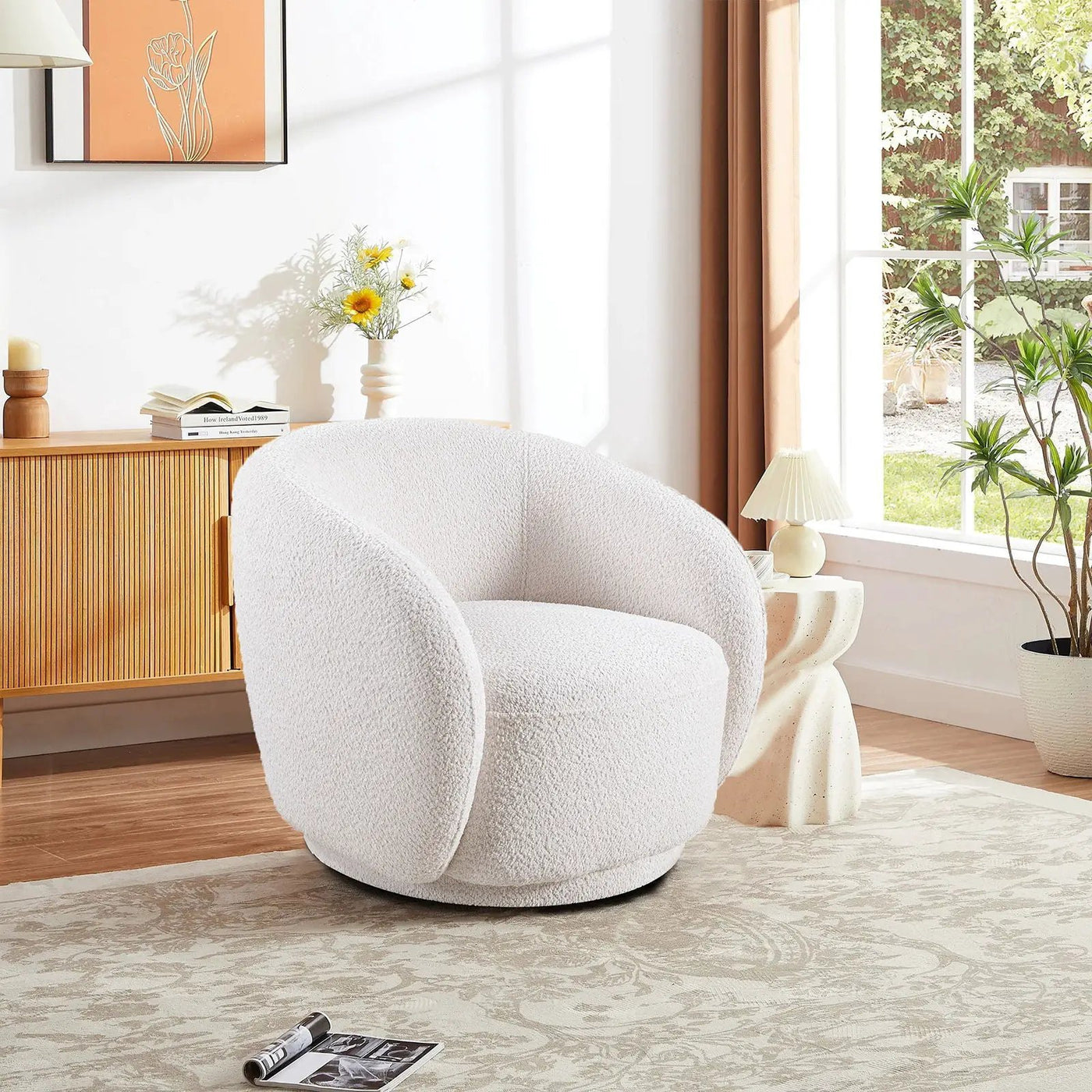 Swivel Accent Upholstered Barrel Chair by HouseOfZazla