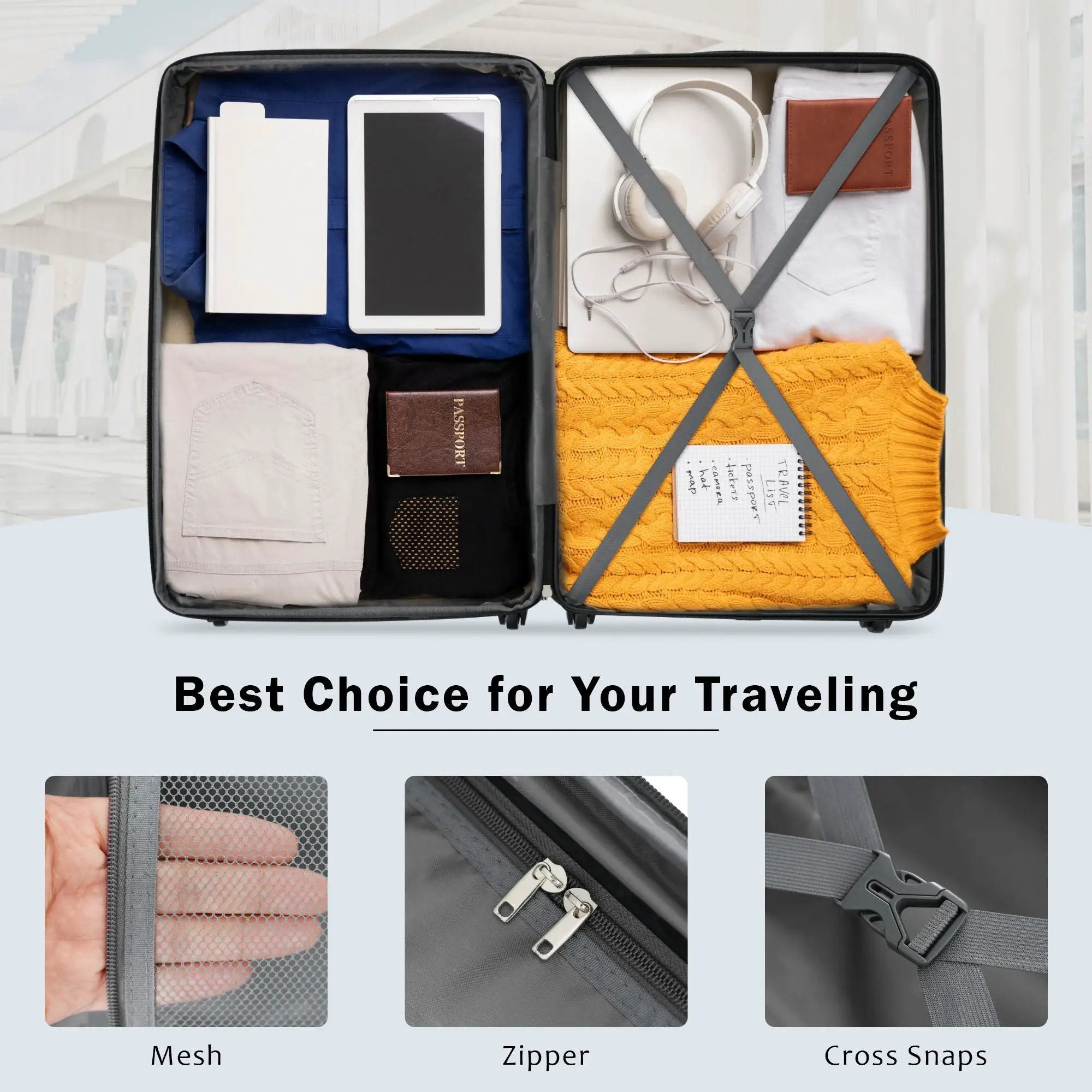 2 Piece Luggage Set With Bags Expanable Spinner Wheels ABS Lightweight Suitcase With Tsa Lock 20" / 28" by HouseOfZazla