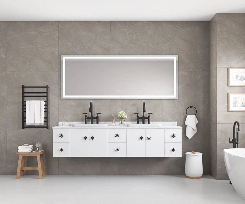 96 x 36 Inch LED Bathroom Mirror with Front and Backlight by HouseOfZazla