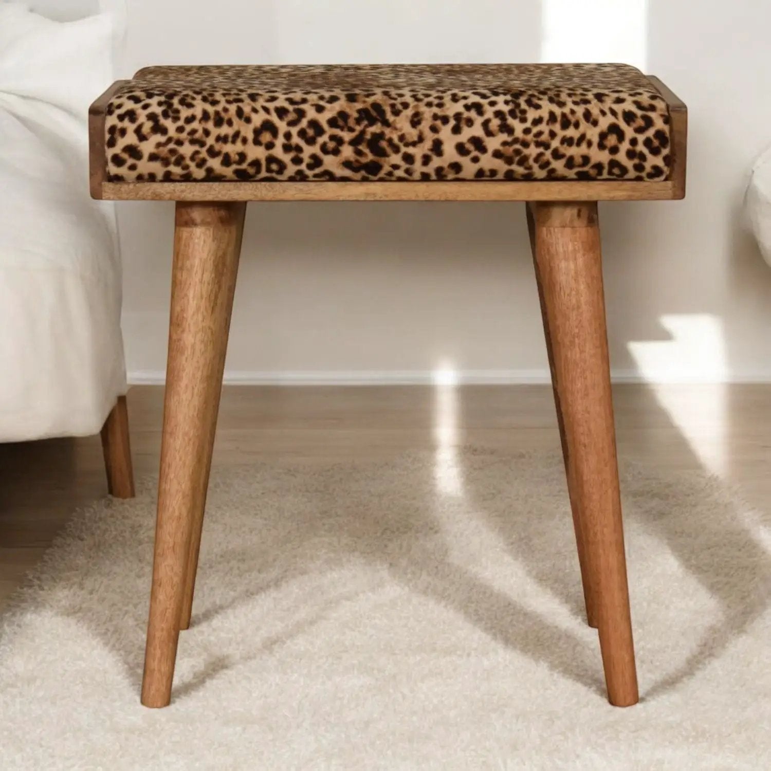 Leopard Tray Style Footstool - Brown Oak by Unique Piece Furniture