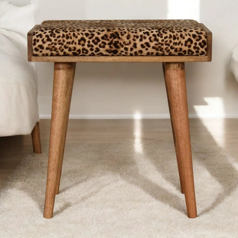 Leopard Tray Style Footstool - Brown Oak by Unique Piece Furniture