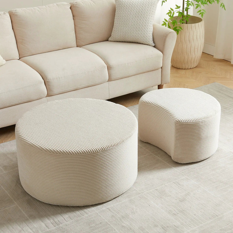 Modern Upholstered Round Coffee Table For Living Room (Set of 2) by HouseOfZazla
