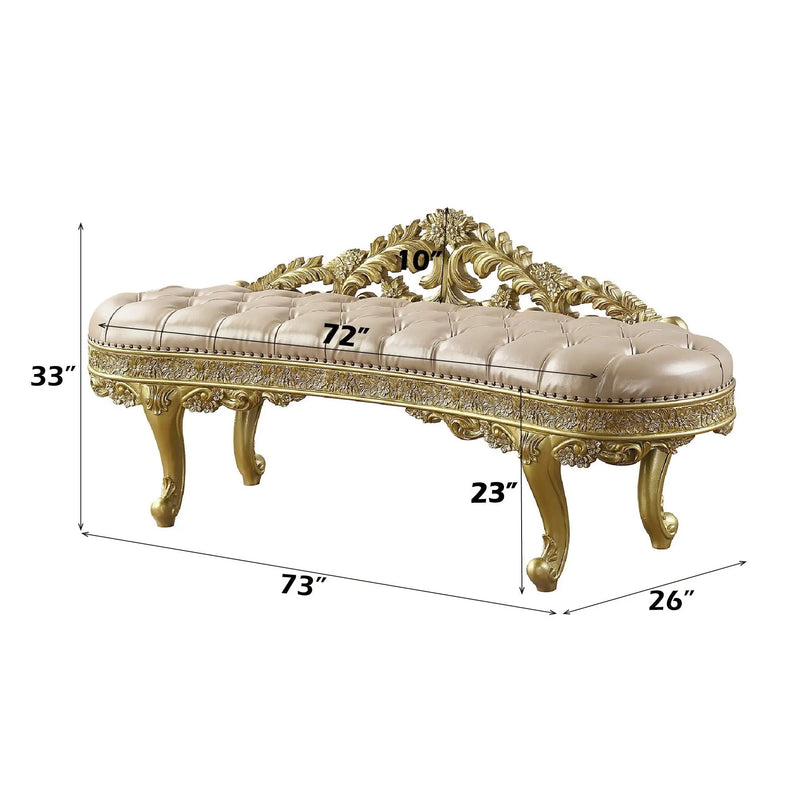 Cabriole - Synthetic Leather Bench - Gold by Unique Piece Furniture
