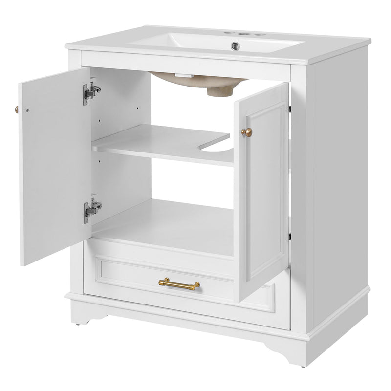 Bathroom Vanity With Sink, Cabinet & 2 Soft Closing Doors & Adjustable Shelf by HouseOfZazla