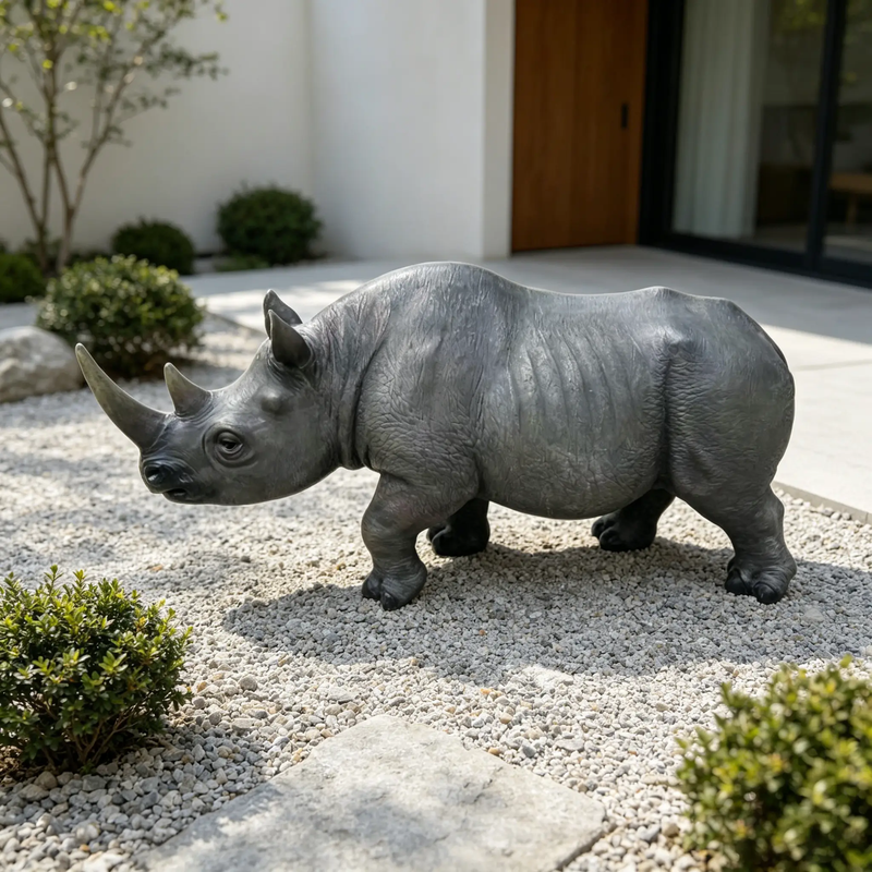 27.5" Large Realistic Rhinoceros Garden Statue by HouseOfZazla