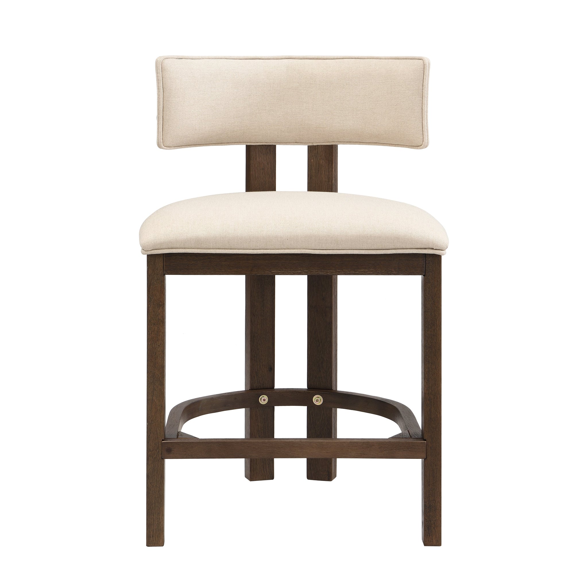 26" Counter Height Bar Stool, Upholstered Counter Stools (Set of 2) - Walnut & Beige by HouseOfZazla