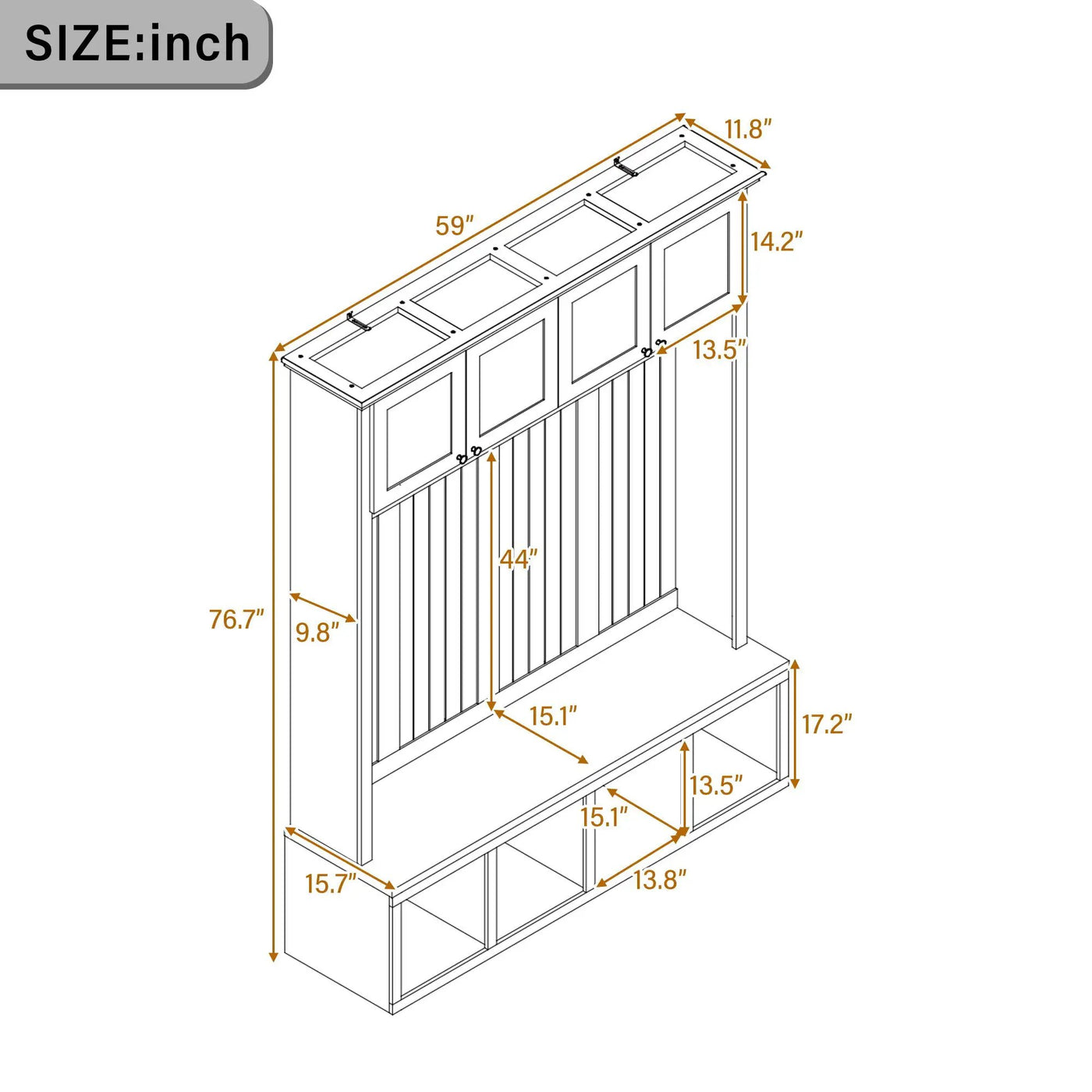 Entryway Hall Tree With Bench And Storage by Unique Piece Furniture
