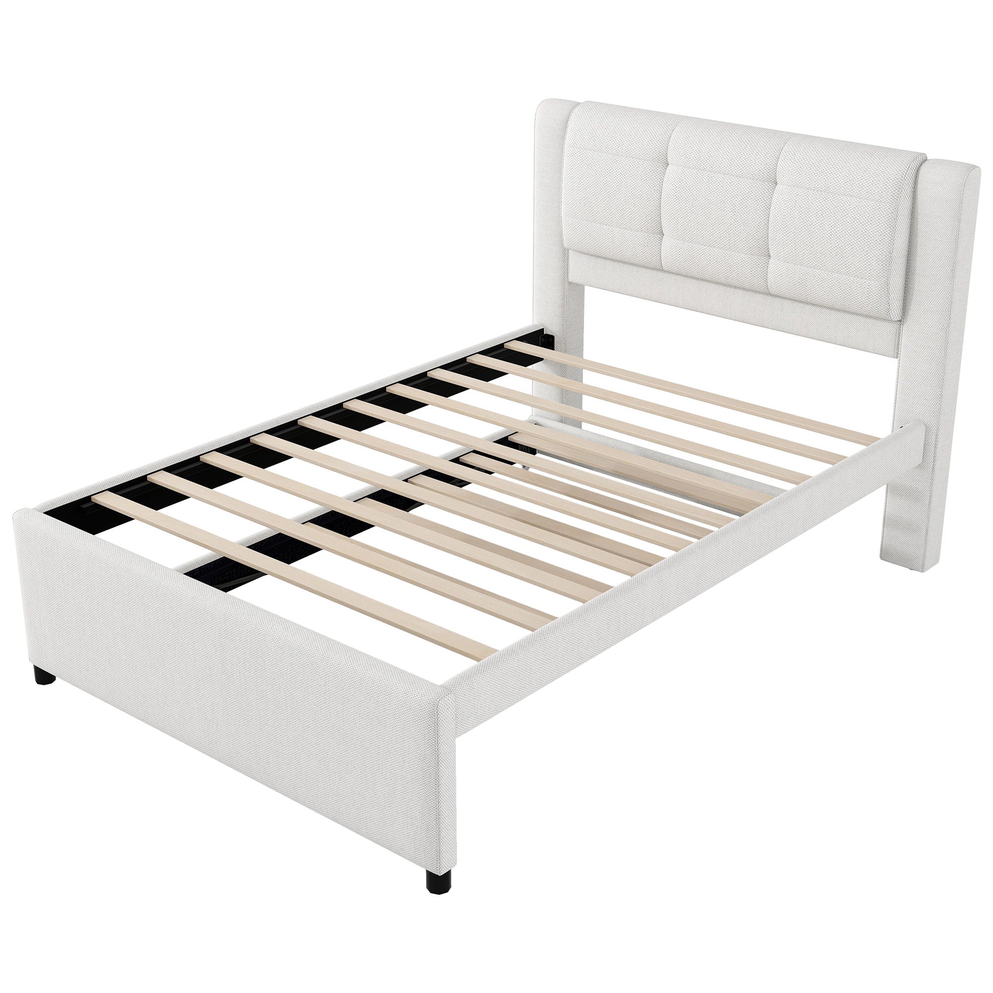 Upholstery Platform Bed With Trundle, Trundle Can Be Flat Or Erected by HouseOfZazla