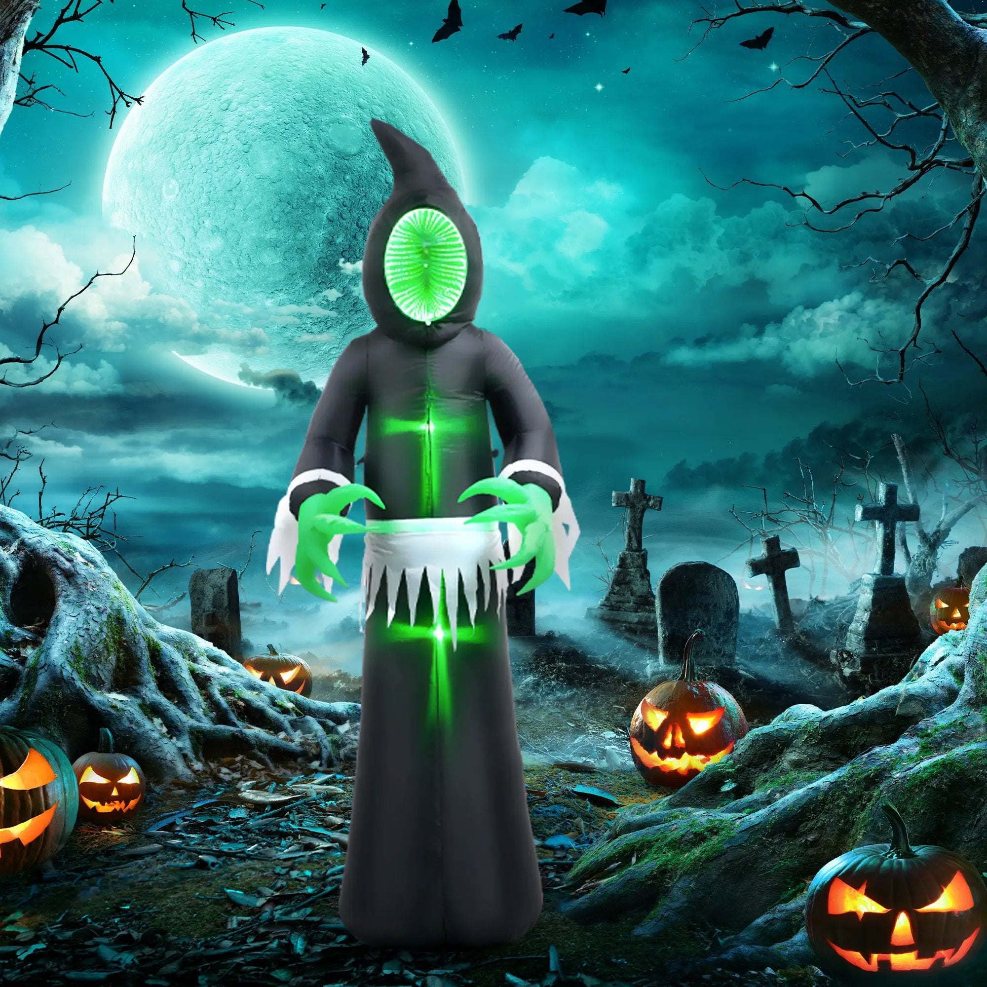 HOMCOM 8ft Inflatable Halloween Decoration Mirror Face Ghost by HouseOfZazla