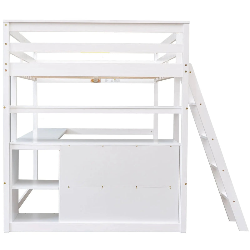 Modern Loft Bed With Built In Desk, Shelves, And 2 Drawers by HouseOfZazla