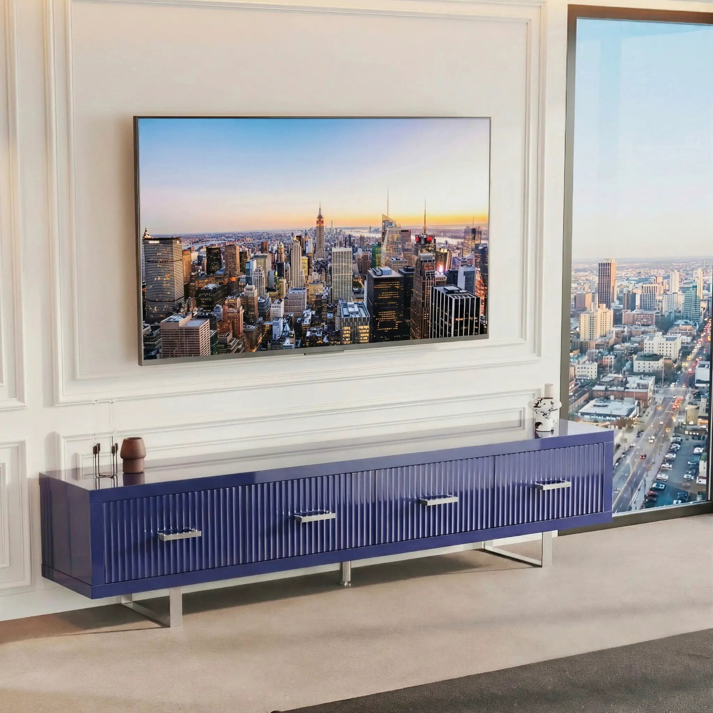 TV Stand With Slatted Drawers