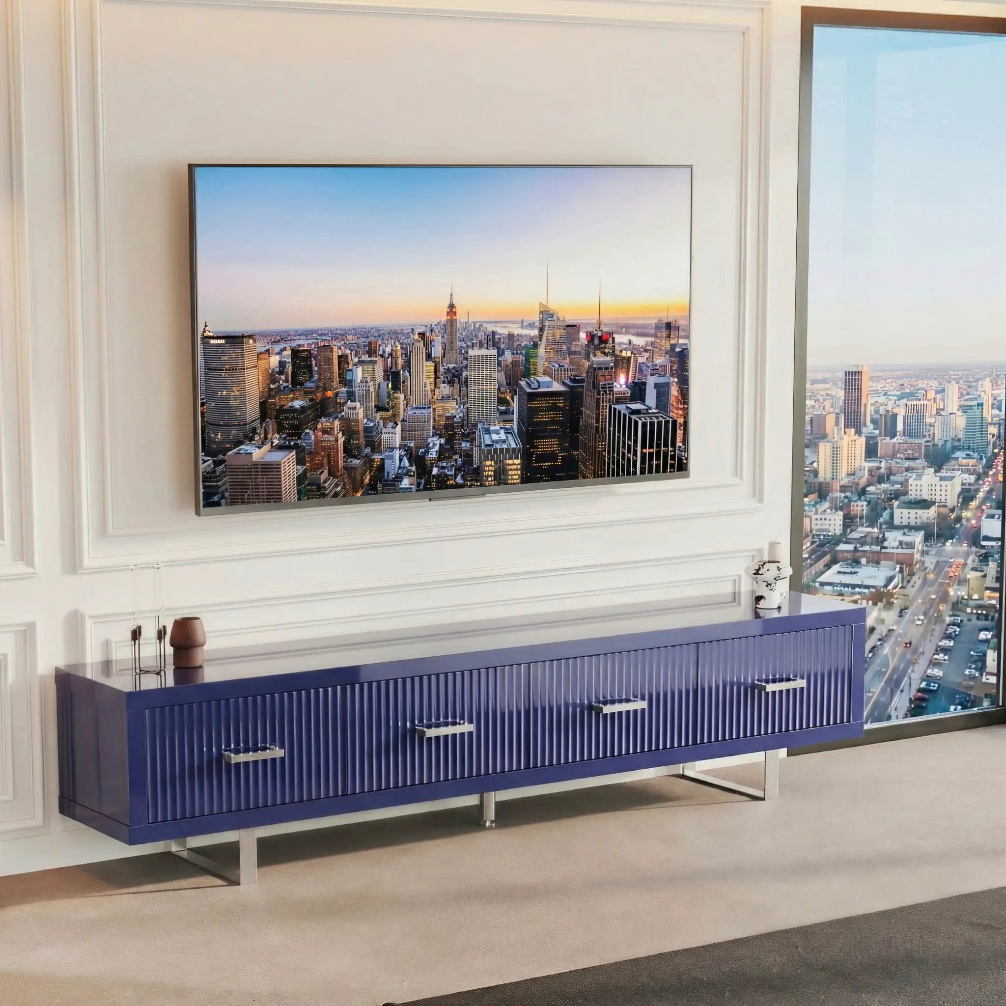 TV Stand With Slatted Drawers by Unique Piece Furniture