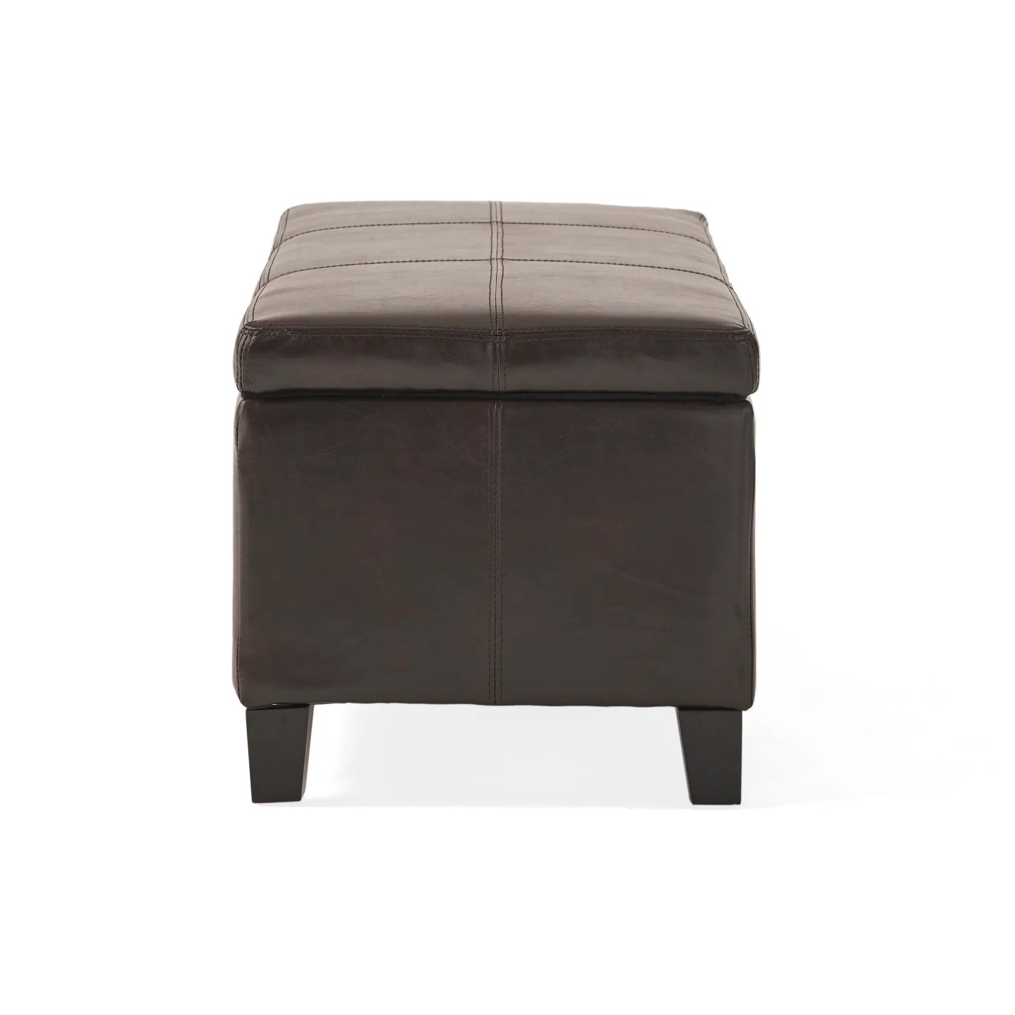 Upholstered PU Leather Storage Ottoman with Solid Wooden Legs by HouseOfZazla