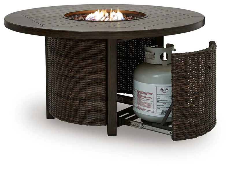 Monterey Point - Round Fire Pit Table - Dark Brown by Unique Piece Furniture