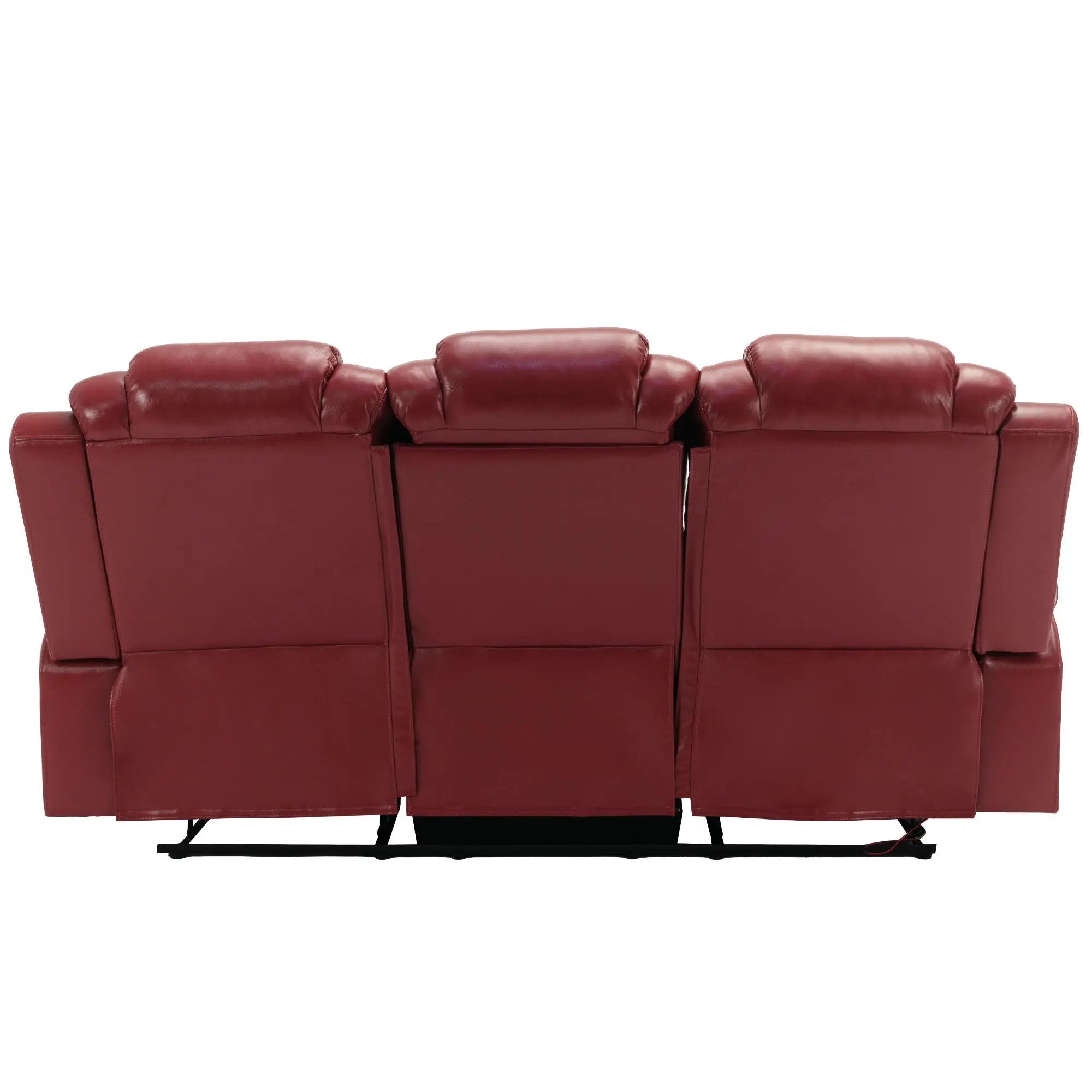 Home Theater Seating Manual Recliner Chair With Center Console And Led Light Strip For Living Room by HouseOfZazla