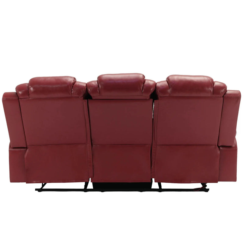 Home Theater Seating Manual Recliner Chair With Center Console And Led Light Strip For Living Room by HouseOfZazla