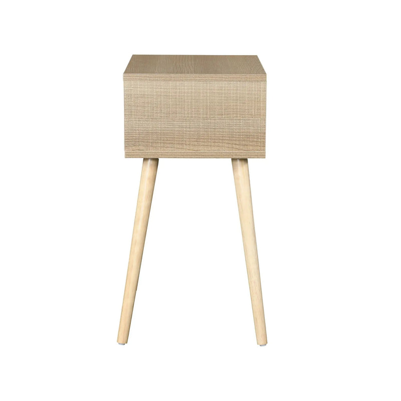 Side Table With 1 Drawer, Mid-Century Modern Storage Cabinet For Bedroom - White / Wood by Unique Piece Furniture
