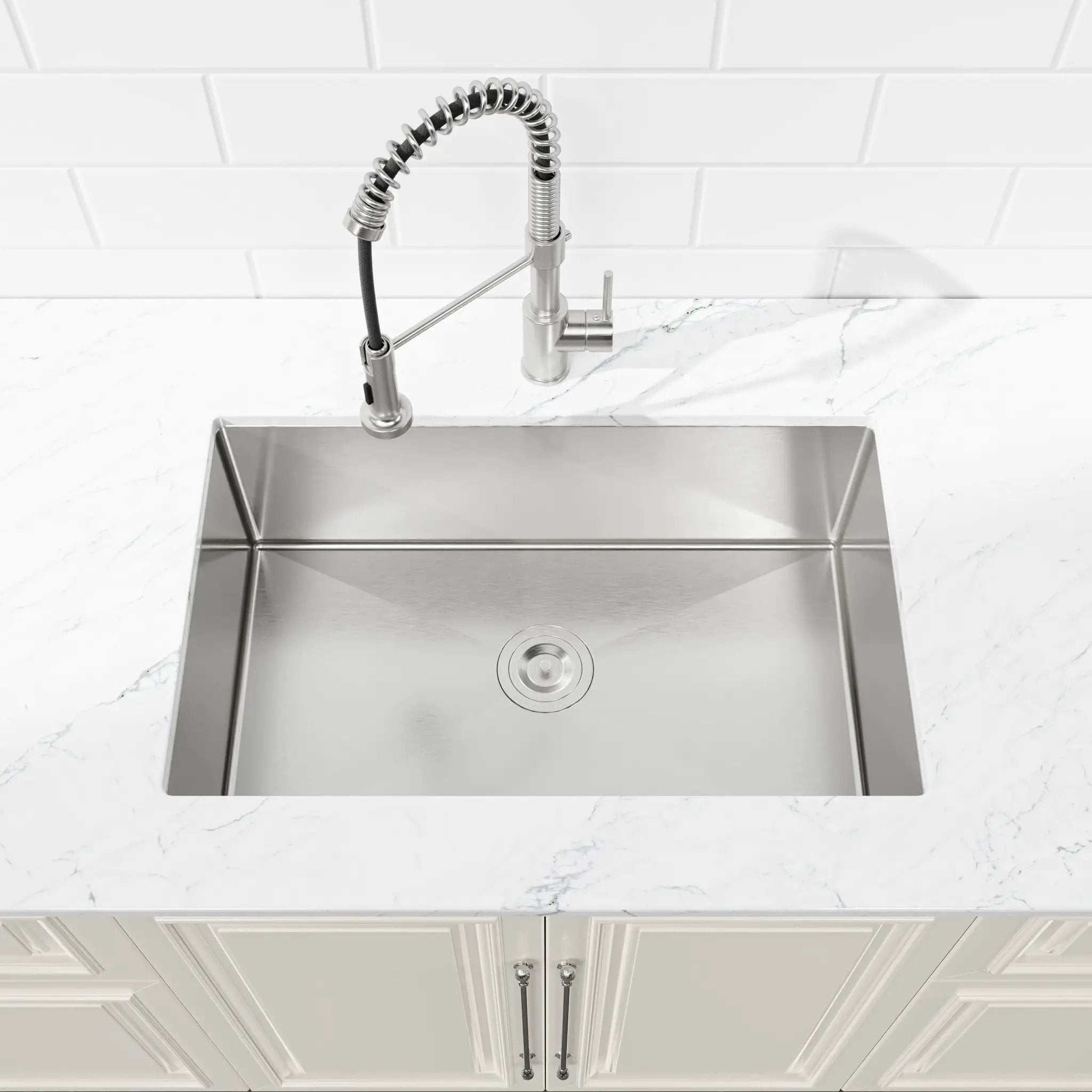 Stainless Steel Kitchen Sink, 30″x19″ Drop In Single Bowl, Undermount Handmade Sink in Brushed Nickel by HouseOfZazla
