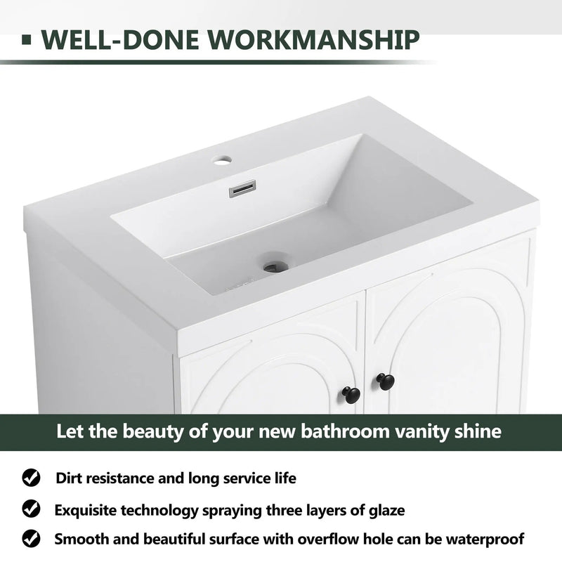 Contemporary Freestanding Bathroom Vanity With Resin Sink & Soft-Close Cabinet Doors by Unique Piece Furniture