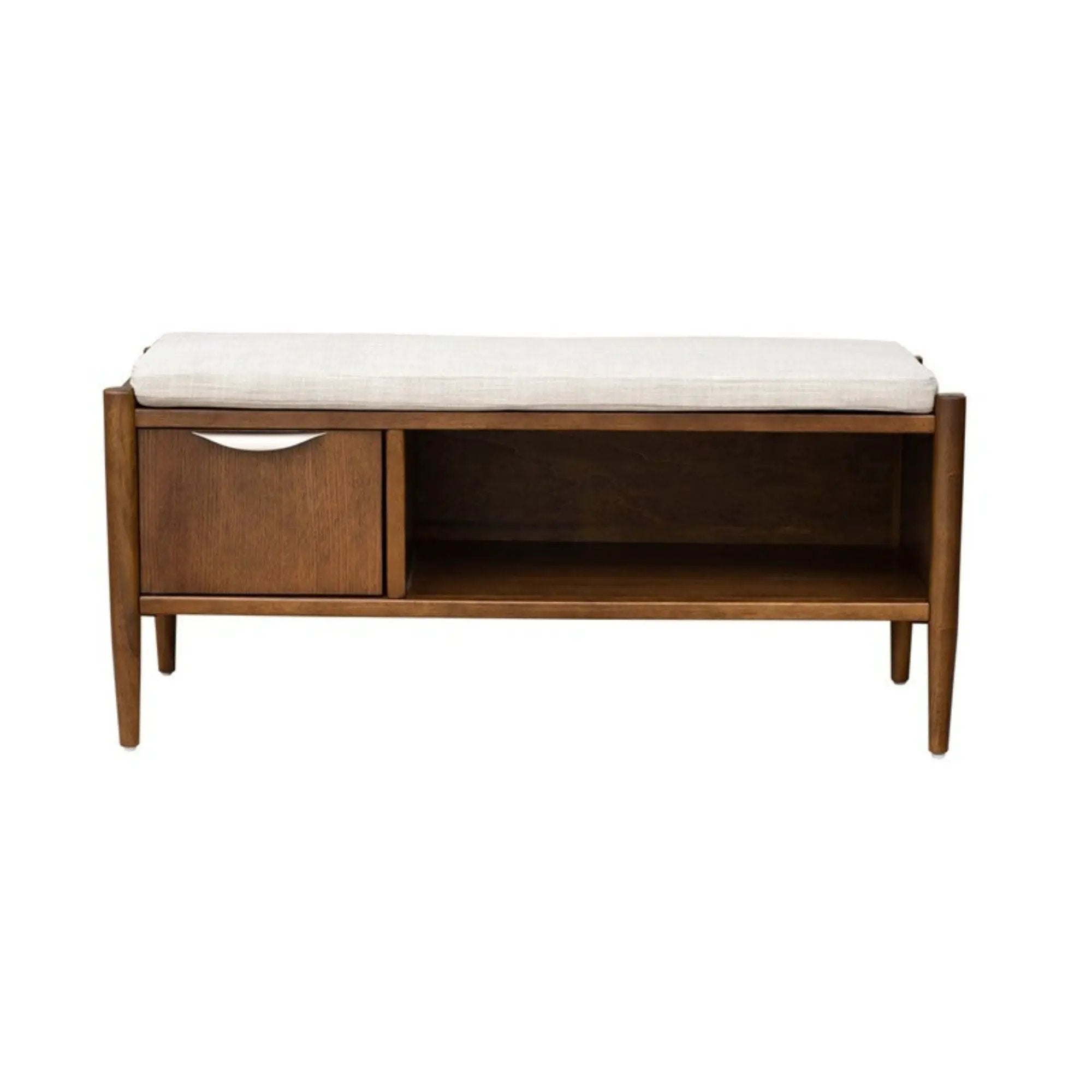 Accent Bench With Storage, Upholstered Cushion - Walnut Brown by Unique Piece Furniture