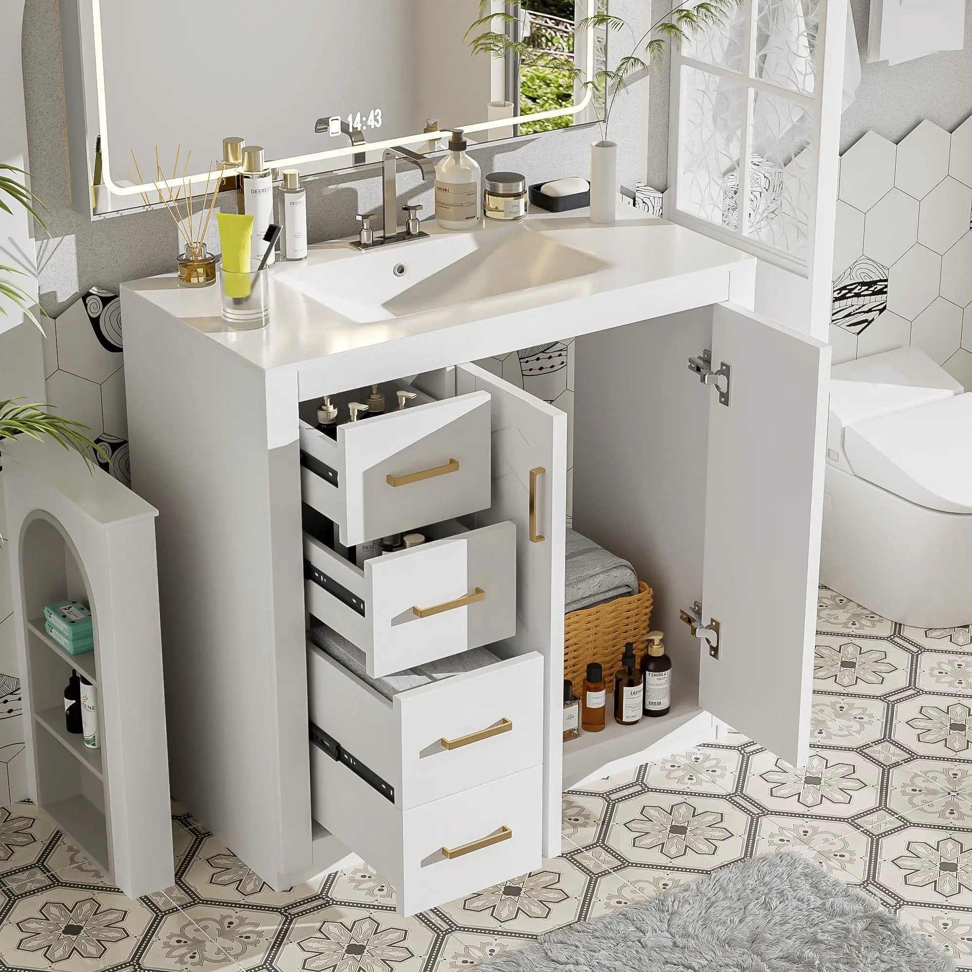 Bathroom Vanity With Sink Combo, Storage Cabinet, Freestanding Set With 3 Drawers & Soft Closing Doors by Unique Piece Furniture