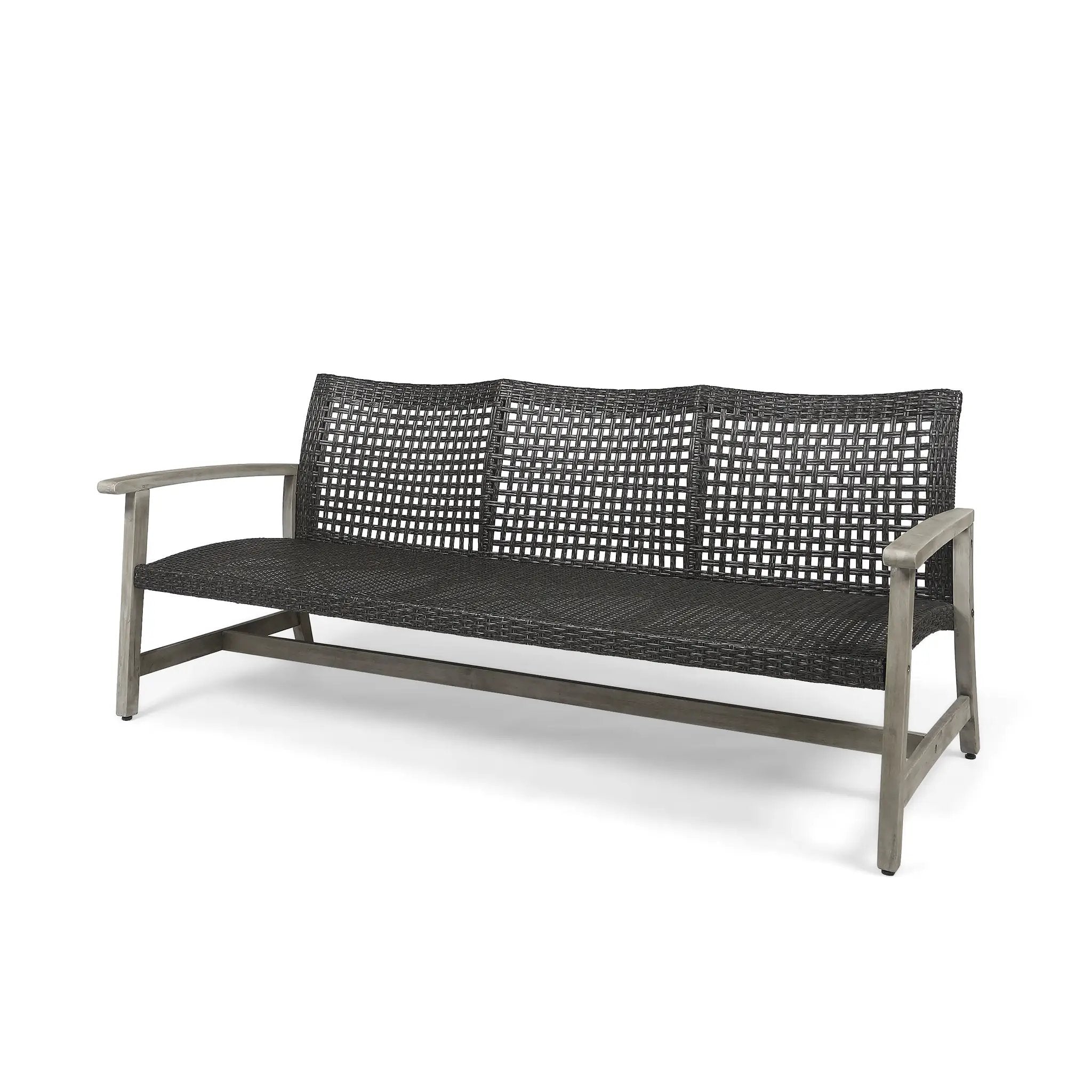 Outdoor Acacia Wood Wicker 3 Seater Sofa by HouseOfZazla