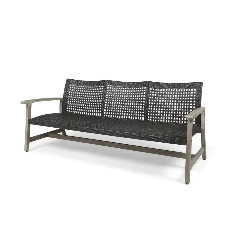 Outdoor Acacia Wood Wicker 3 Seater Sofa by HouseOfZazla