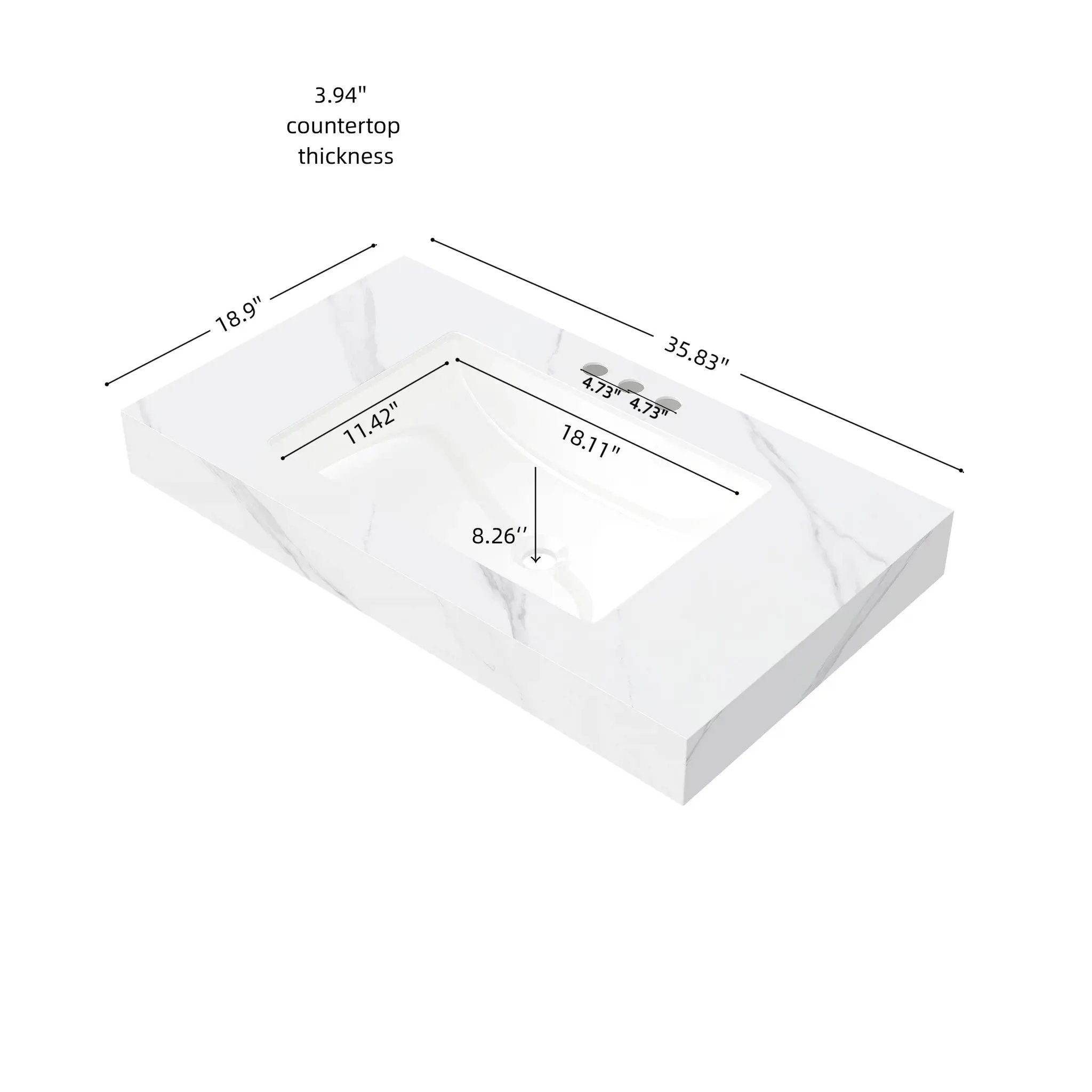 36" MURI Carrara Bathroom Vanity by HouseOfZazla
