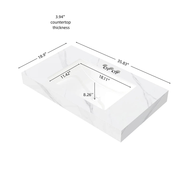 36" MURI Carrara Bathroom Vanity by HouseOfZazla