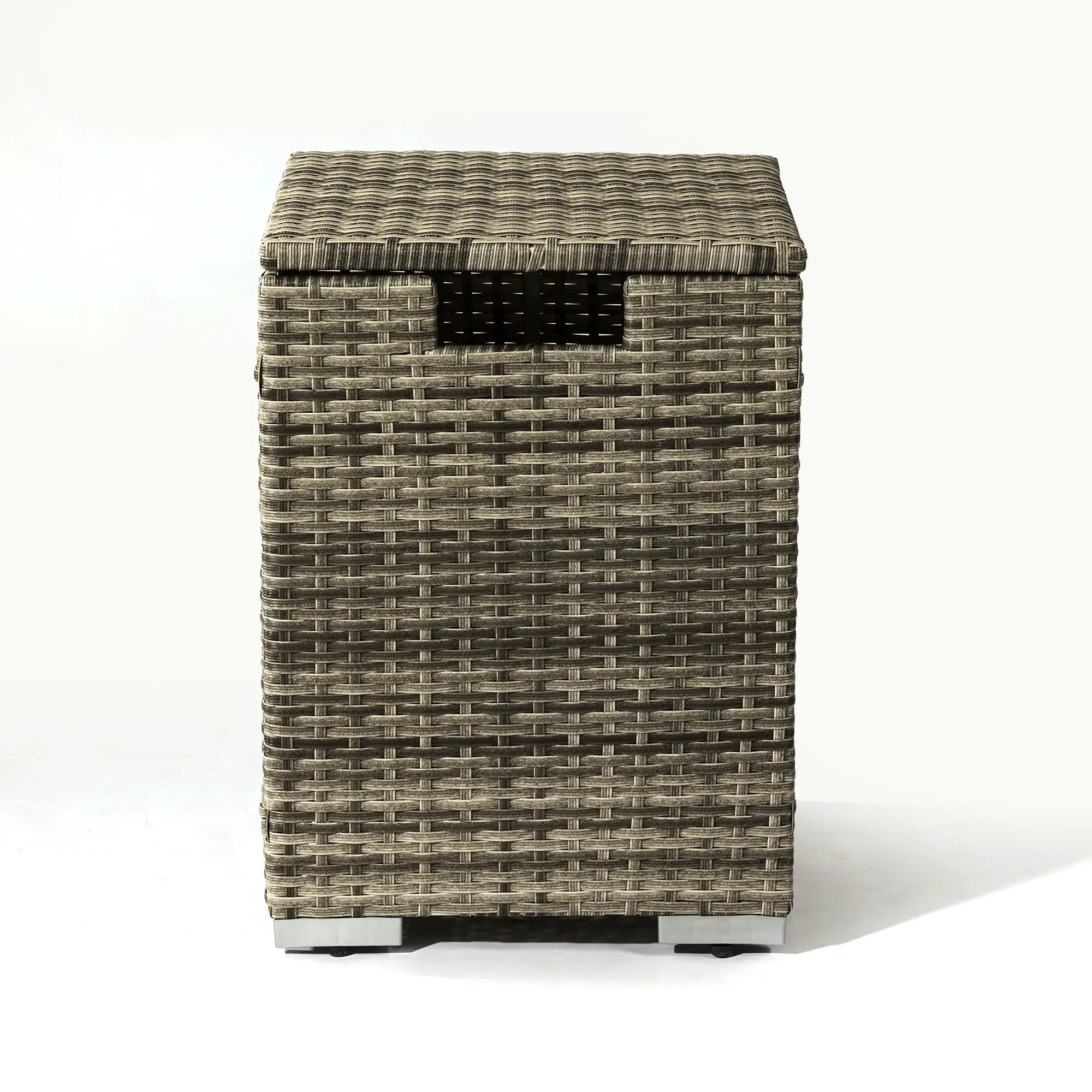 32" Propane Gas Fire Pit Table With Propane Tank Cover, 50000 Btu Rectangular Steel Fire Pit With Beautiful Wicker Base by HouseOfZazla