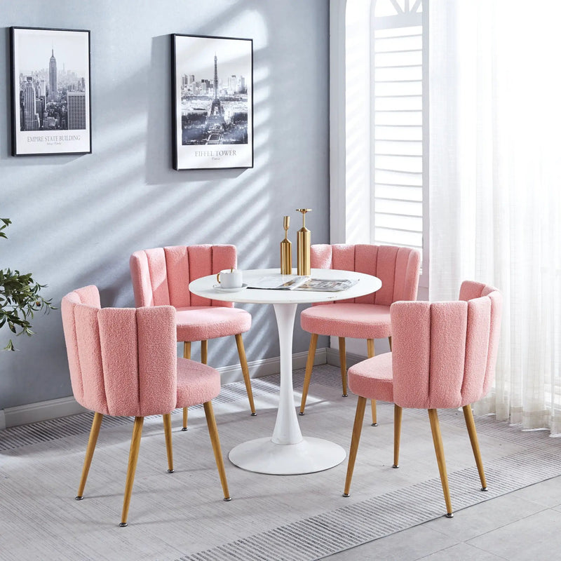 Modern Dining Chair (Set of 2) With Iron Tube Wood Color Legs, Shorthair Cushions And Comfortable Backrest, Suitable For Dining Room, Living Room, Cafe, Simple Structure by HouseOfZazla