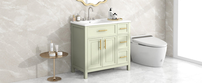 36" Bathroom Vanity with Sink Top, Cabinet with Two Doors and Three Drawers by HouseOfZazla